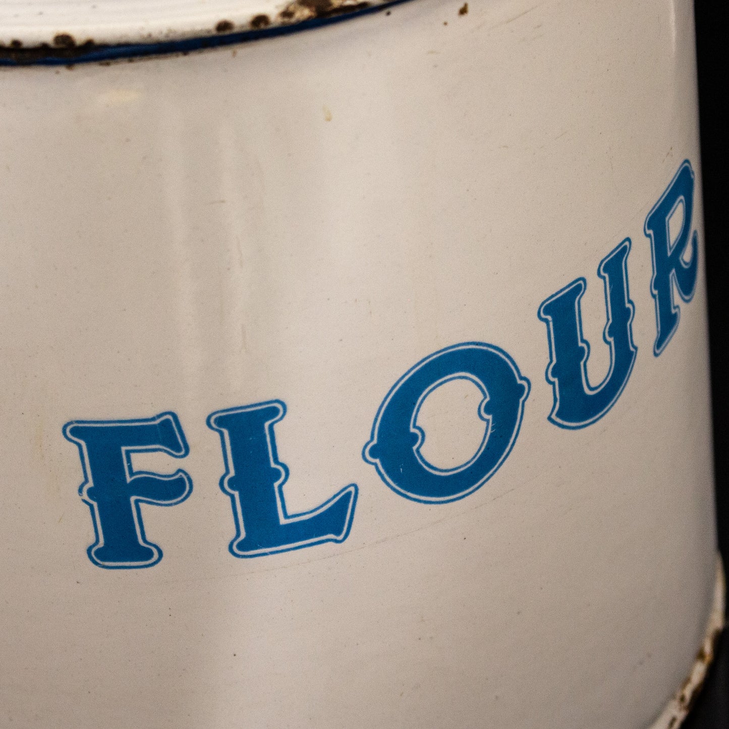 Vintage Enamel Flour Bin Container Storage Box