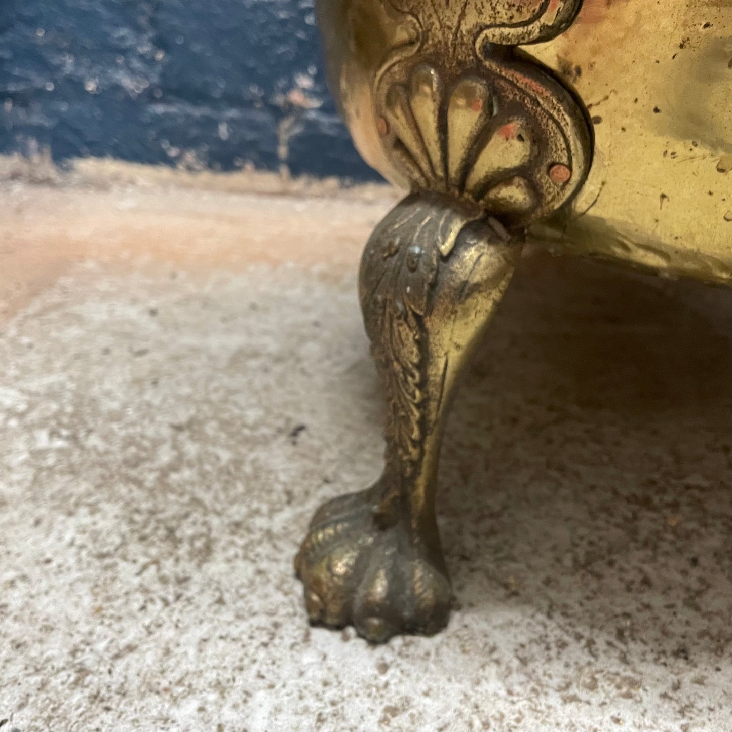 Antique Vintage Brass Lion Claw Feet Coal Bucket