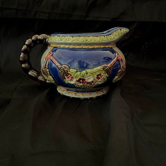Vintage Majolica Pottery Wanjiang Majolica Chinz Pitcher Jug