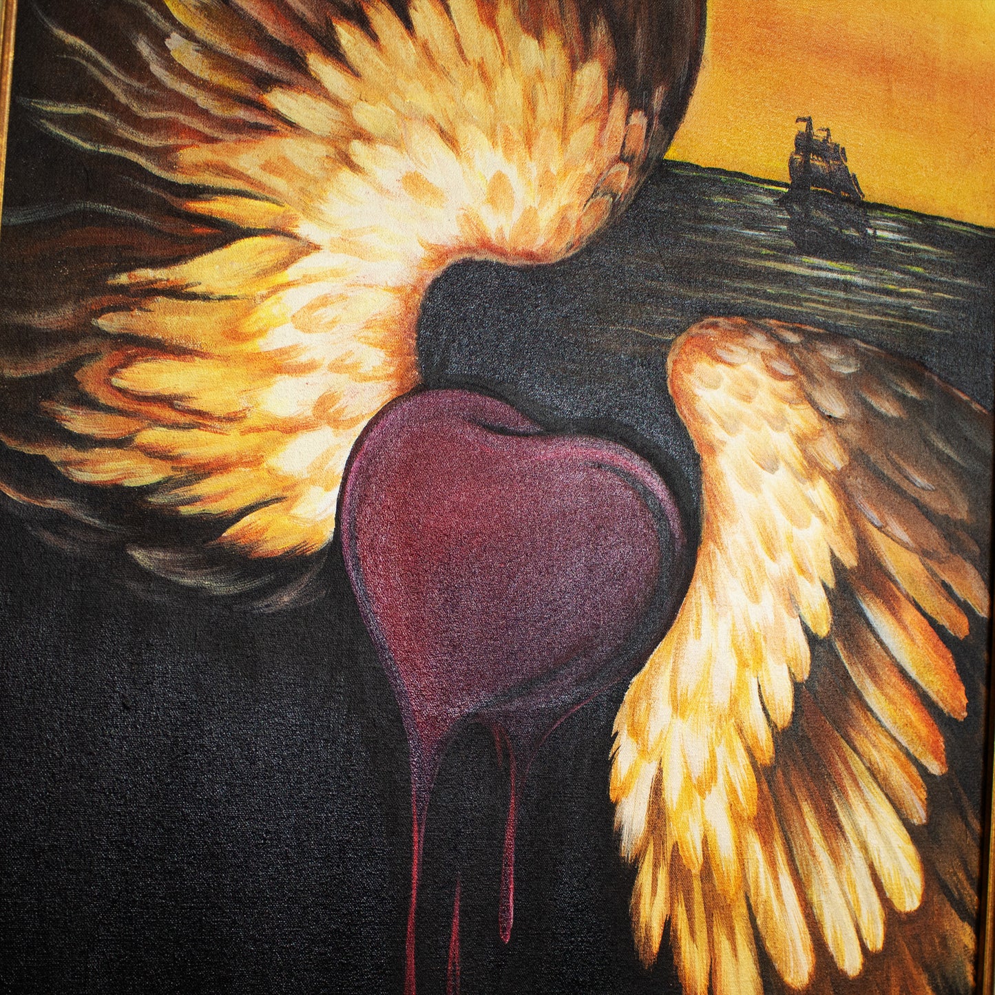 Bleeding Heart Oil On Canvas Framed & Signed