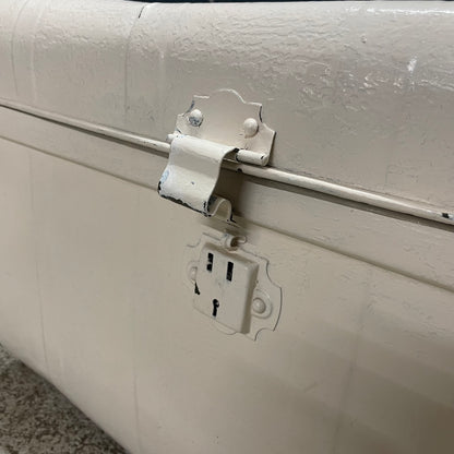 Vintage White Painted Metal Trunk