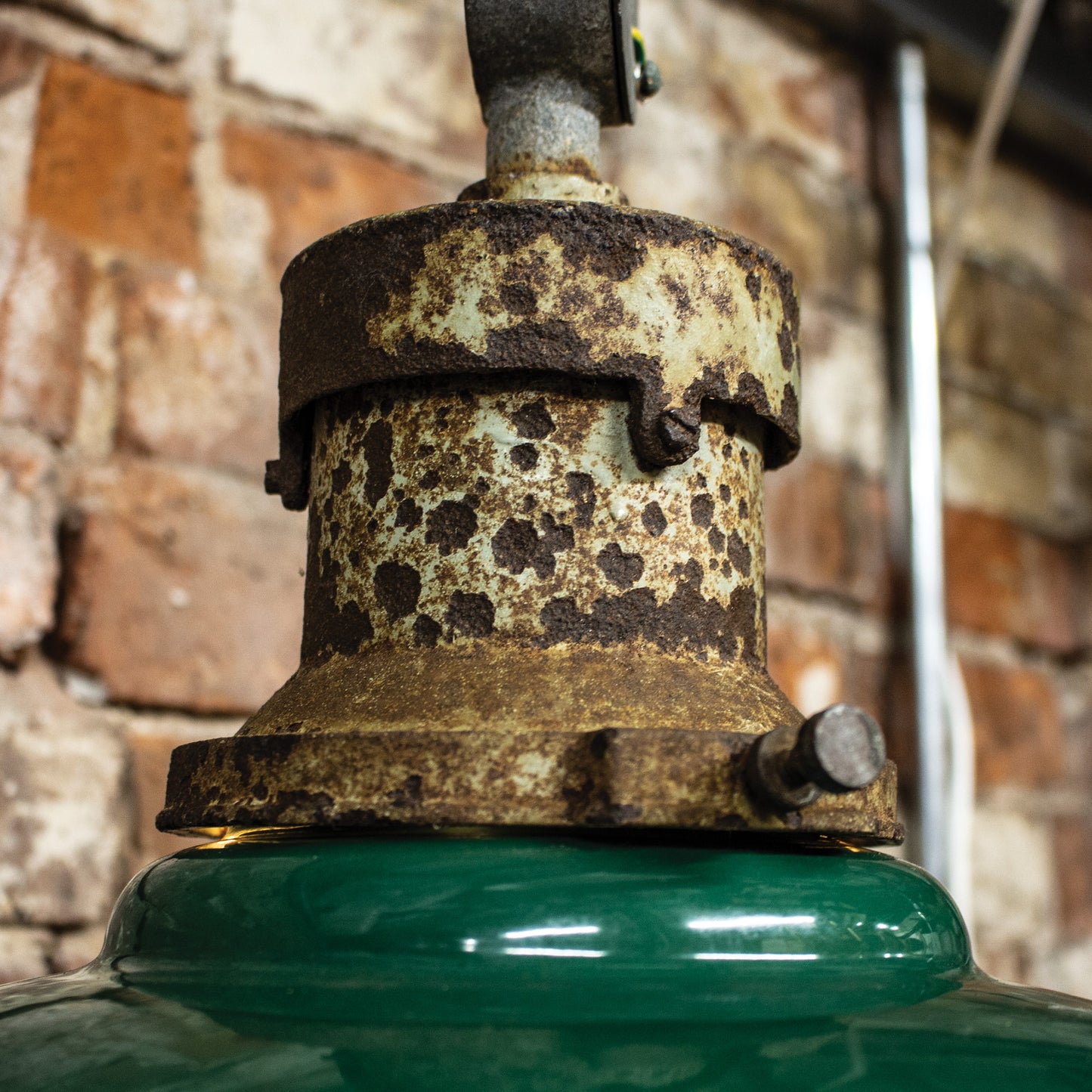Vintage Walsall Electrical Industrial Green Enamel Shade Light Converted
