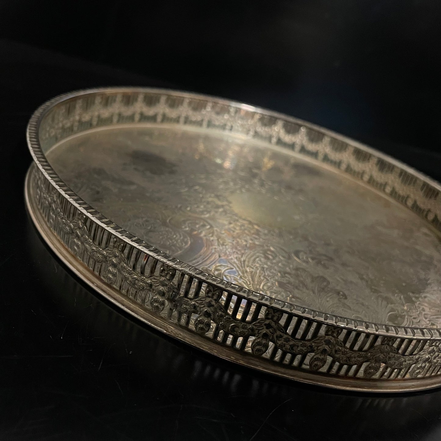 Vintage Haseler & Restall Sheffield Silver Plate On Copper Tray