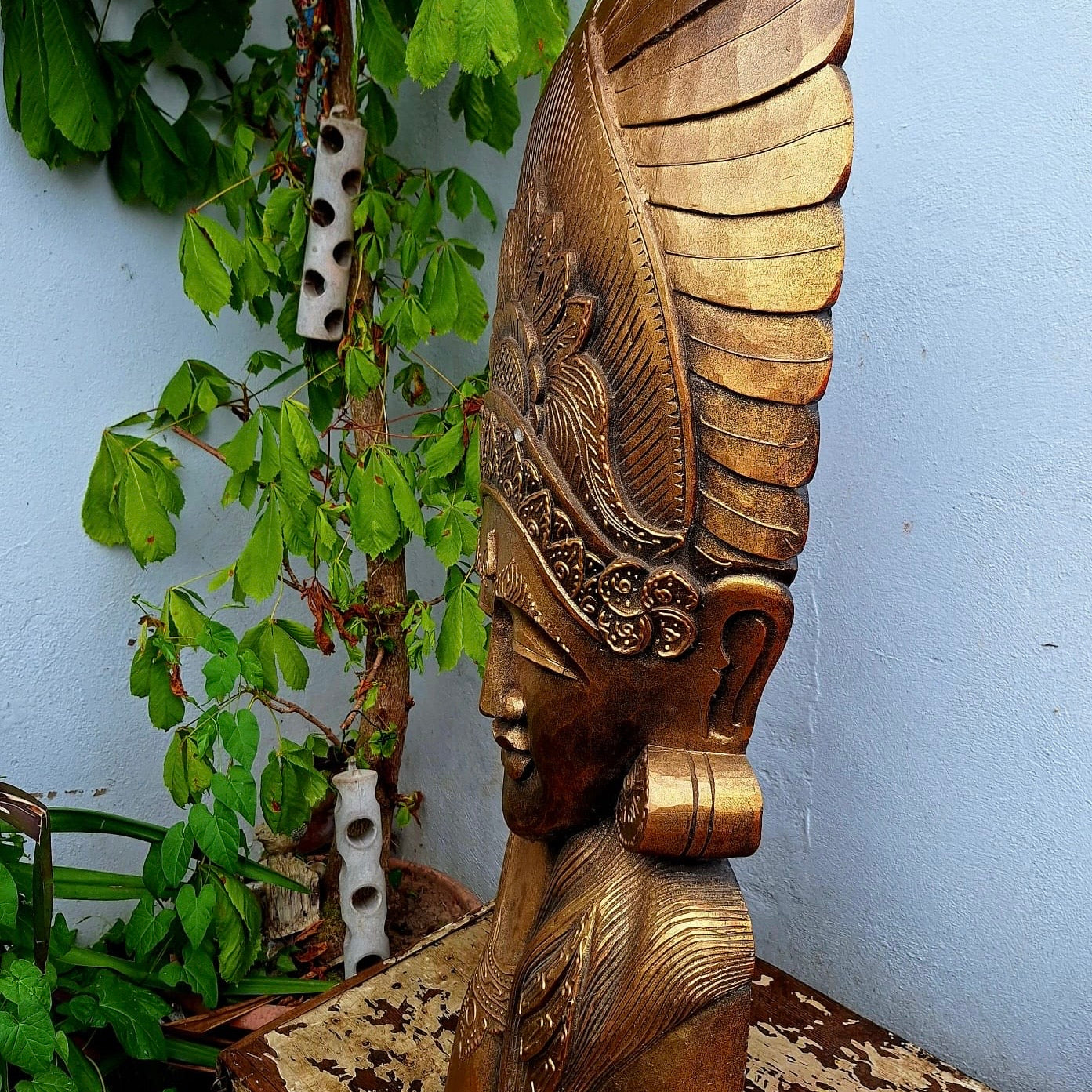 Solid Wood Buddha Maitreyaln Statue
