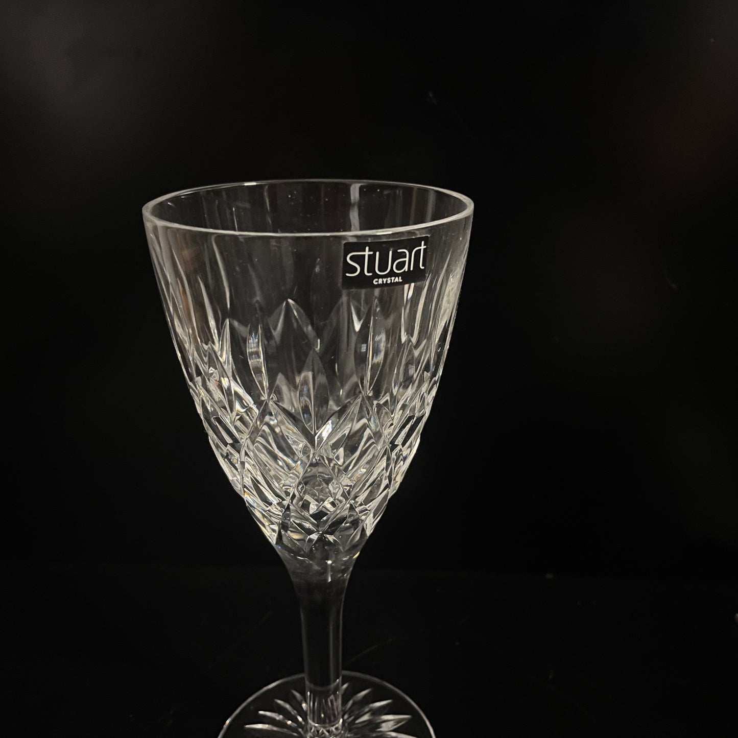 Vintage Stuart Crystal Cut Glass Pair Of Wine Glasses Boxed