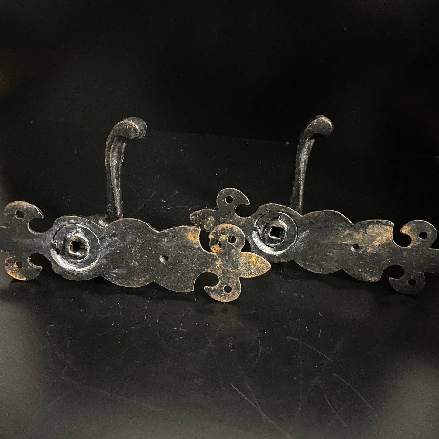 Vintage Black Cast Iron Lever Door Handles