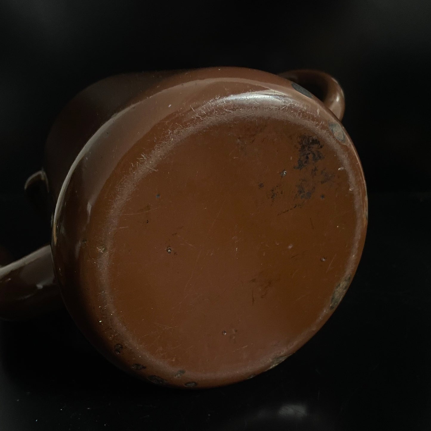 Vintage 1940s Brown Enamel Teapot