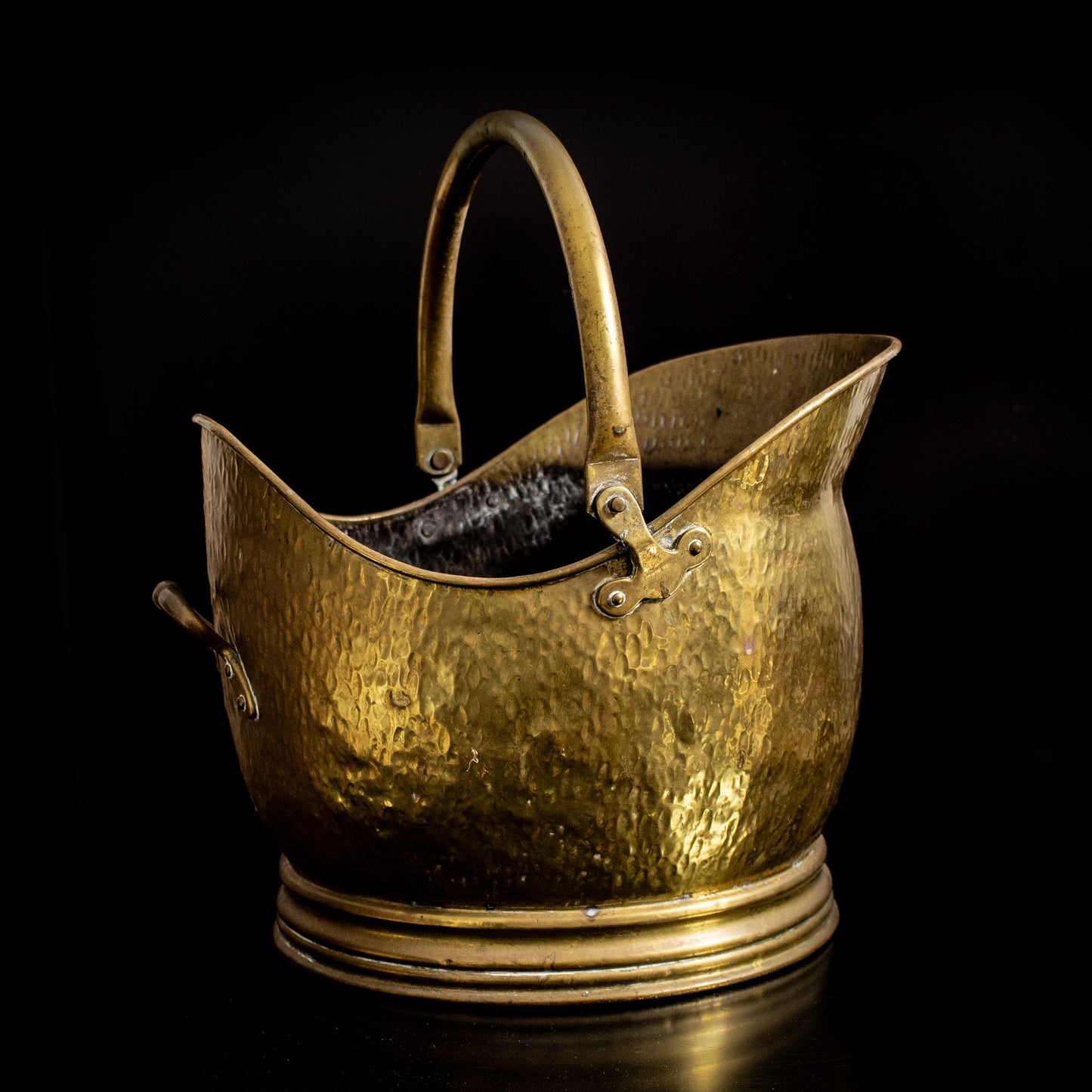 Antique Vintage Hammered Brass Helmet Coal Scuttle