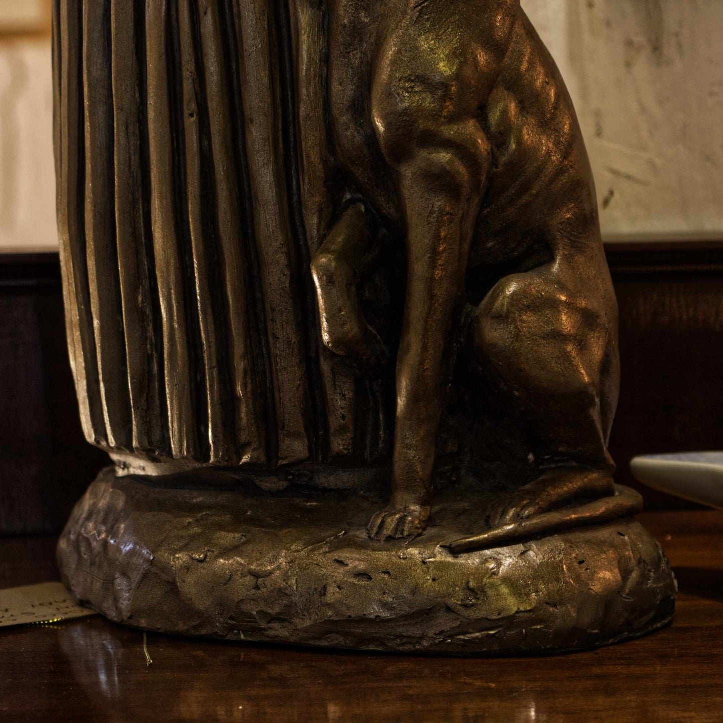 Large Resin Bronze Art Deco Lady & Dog Statue 54cm
