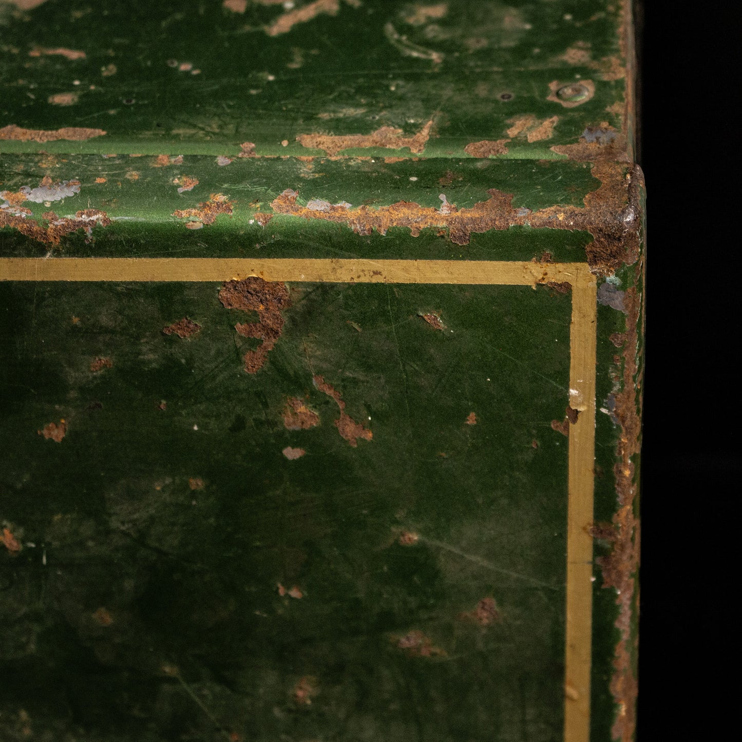 Antique Vintage Green Painted Metal Toolbox With Drawers