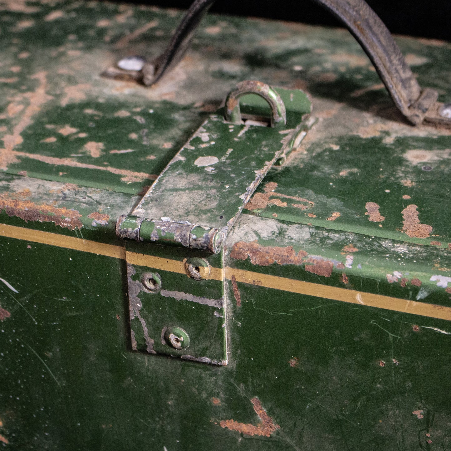 Antique Vintage Green Painted Metal Toolbox With Drawers