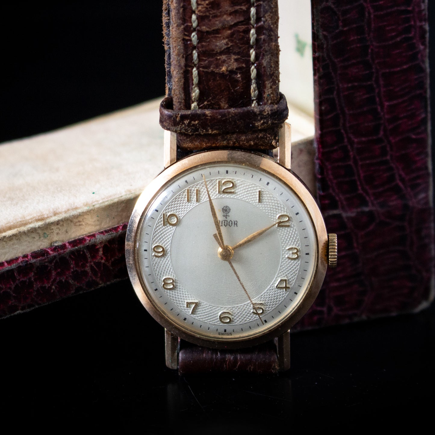 Vintage 1959 9ct Gold Tudor Rolex Watch With Box & Original Guarantee