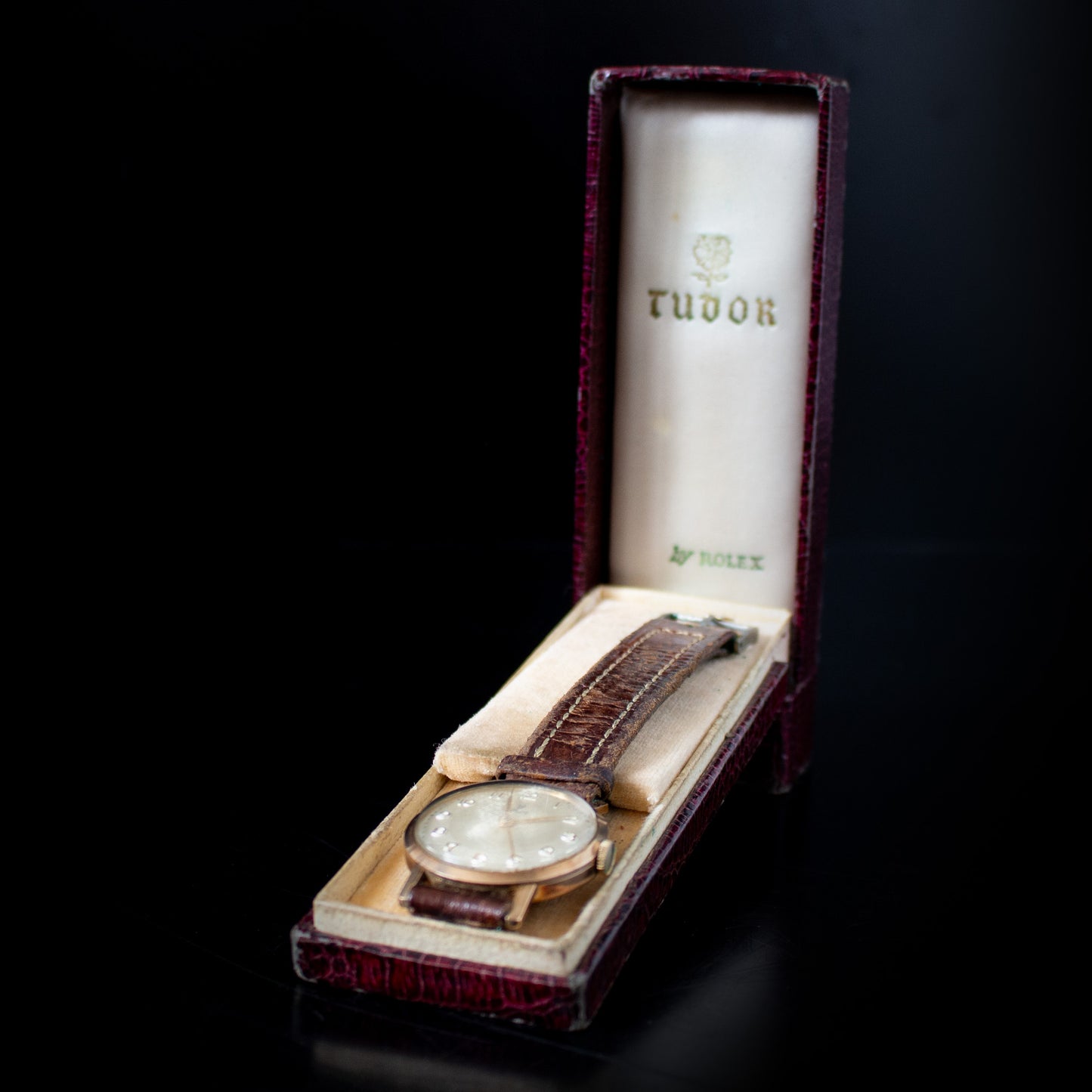 Vintage 1959 9ct Gold Tudor Rolex Watch With Box & Original Guarantee