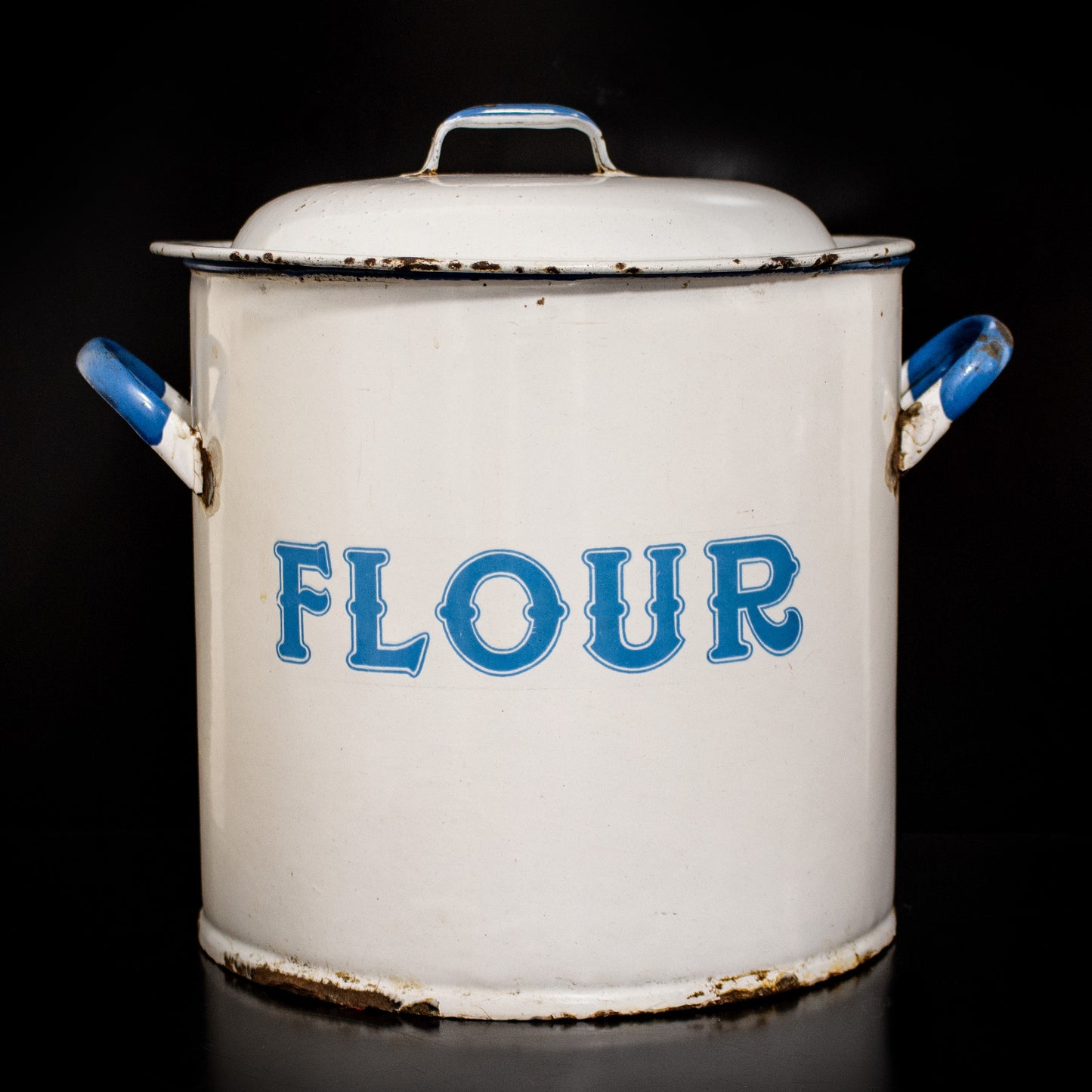 Vintage Enamel Flour Bin Container Storage Box
