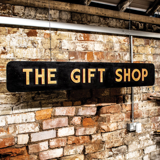 Vintage Painted Gold Effect Block Letter Gift Shop Hanging Sign