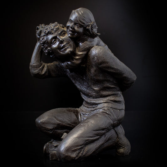 Vintage Father & Daughter Bronze Effect Figure