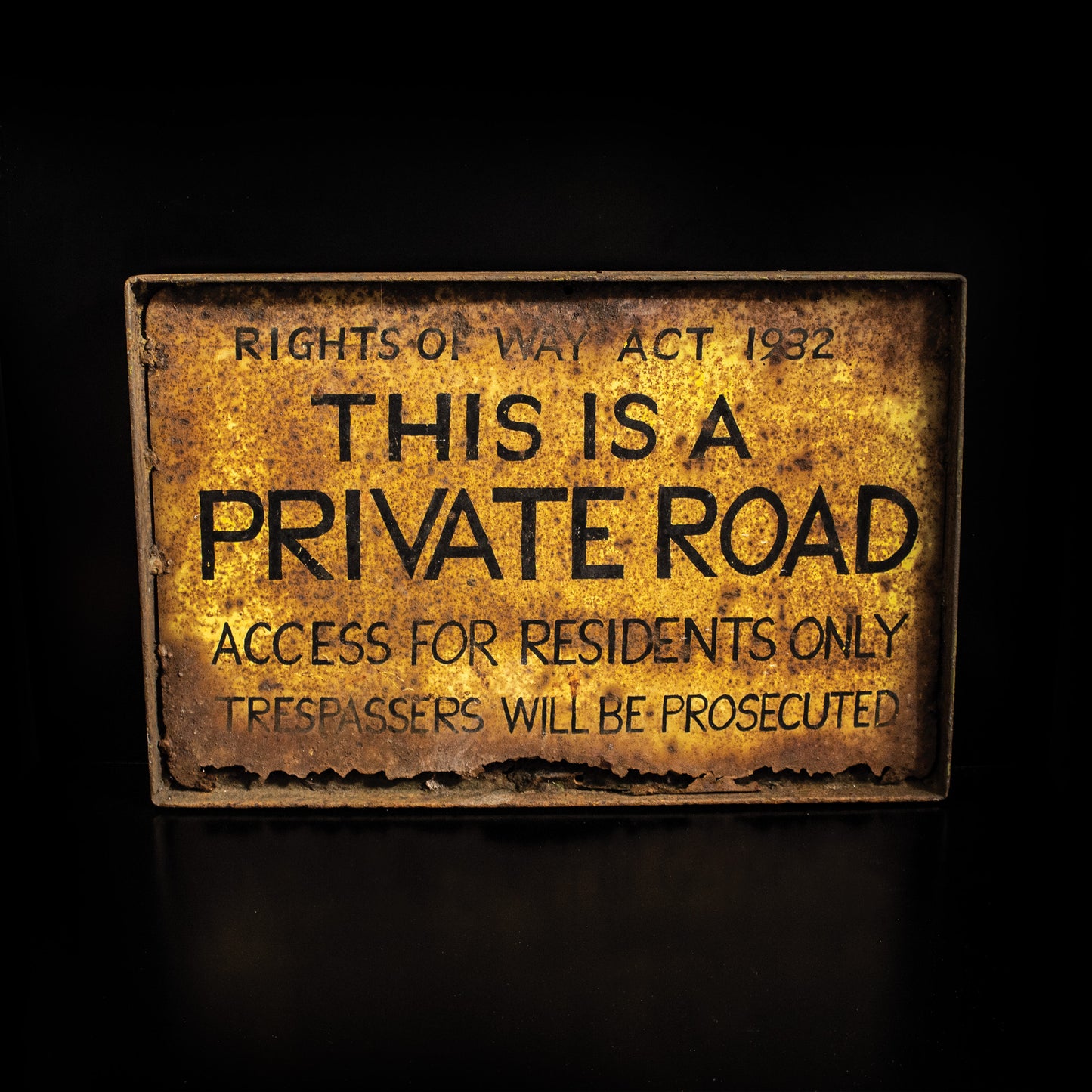 Vintage Private Road Hand Painted Metal Sign