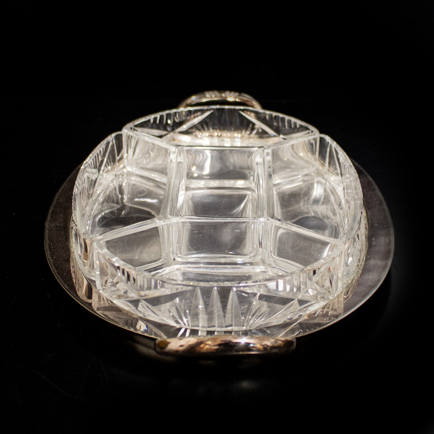 Vintage Silver Plate / Glass Nibble Dish Set & Tray